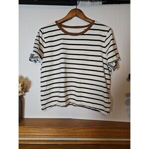 Pendleton Women's White Blue Brown Short Sleeve Top Shirt L